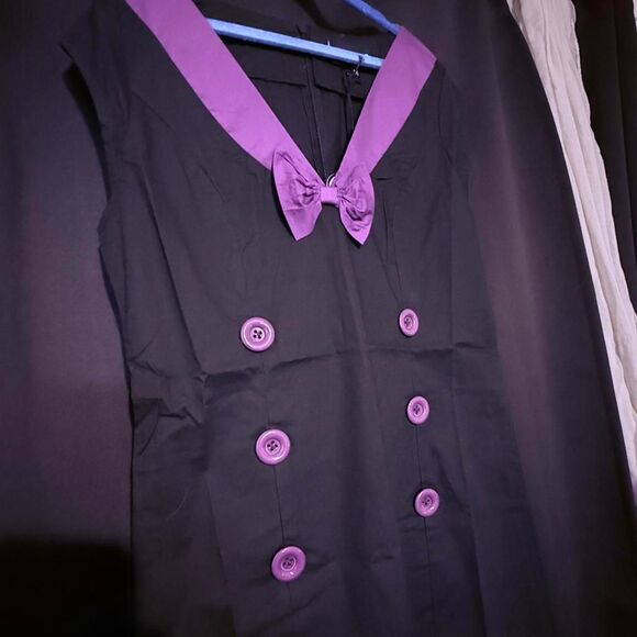 Sourpuss Black and Purple Pencil Dress Size M - Picture 3 of 5